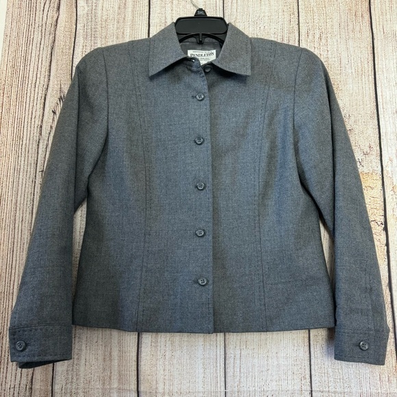 Vintage Pendleton 100% virgin wool Button up blazer Jacket size 4 - Picture 2 of 10
